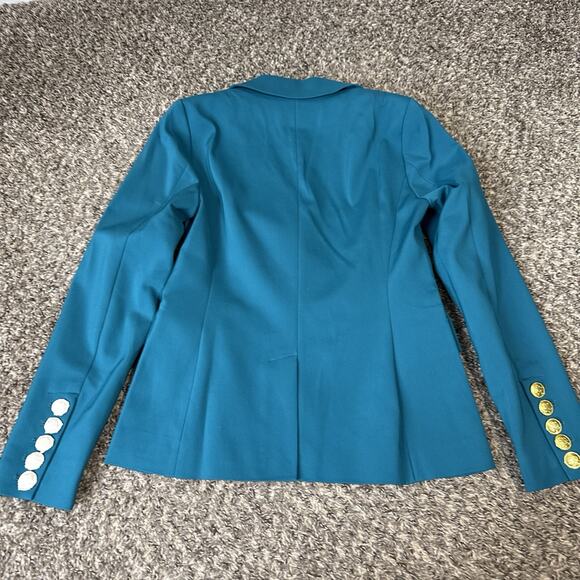 Boston Proper Modern Double Breasted Blazer Size 4 Teal Blue Gold Buttons New - Picture 4 of 9